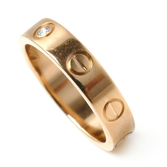 CARTIER K18PG Pink Gold Mini Love 1PD Ring B4050749 Diamond 49 4.2g Ladies - Picture 2 of 7